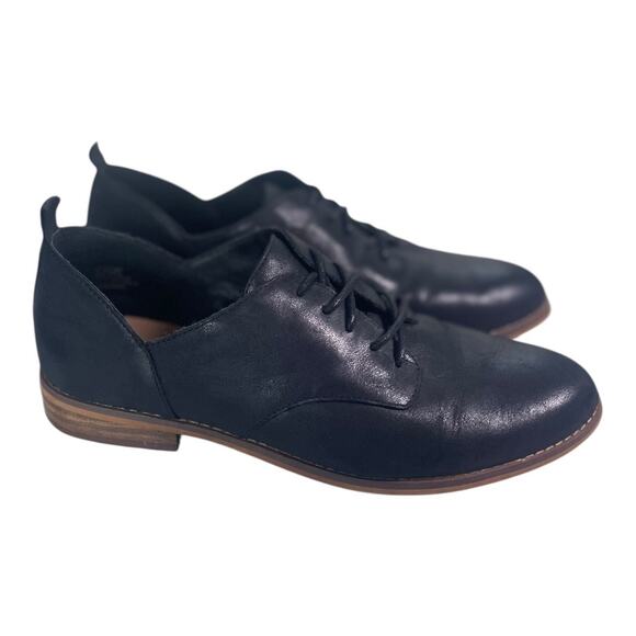 Lucky Brand Women’s Black Leather Lace Oxfords Size-7m - Picture 1 of 9